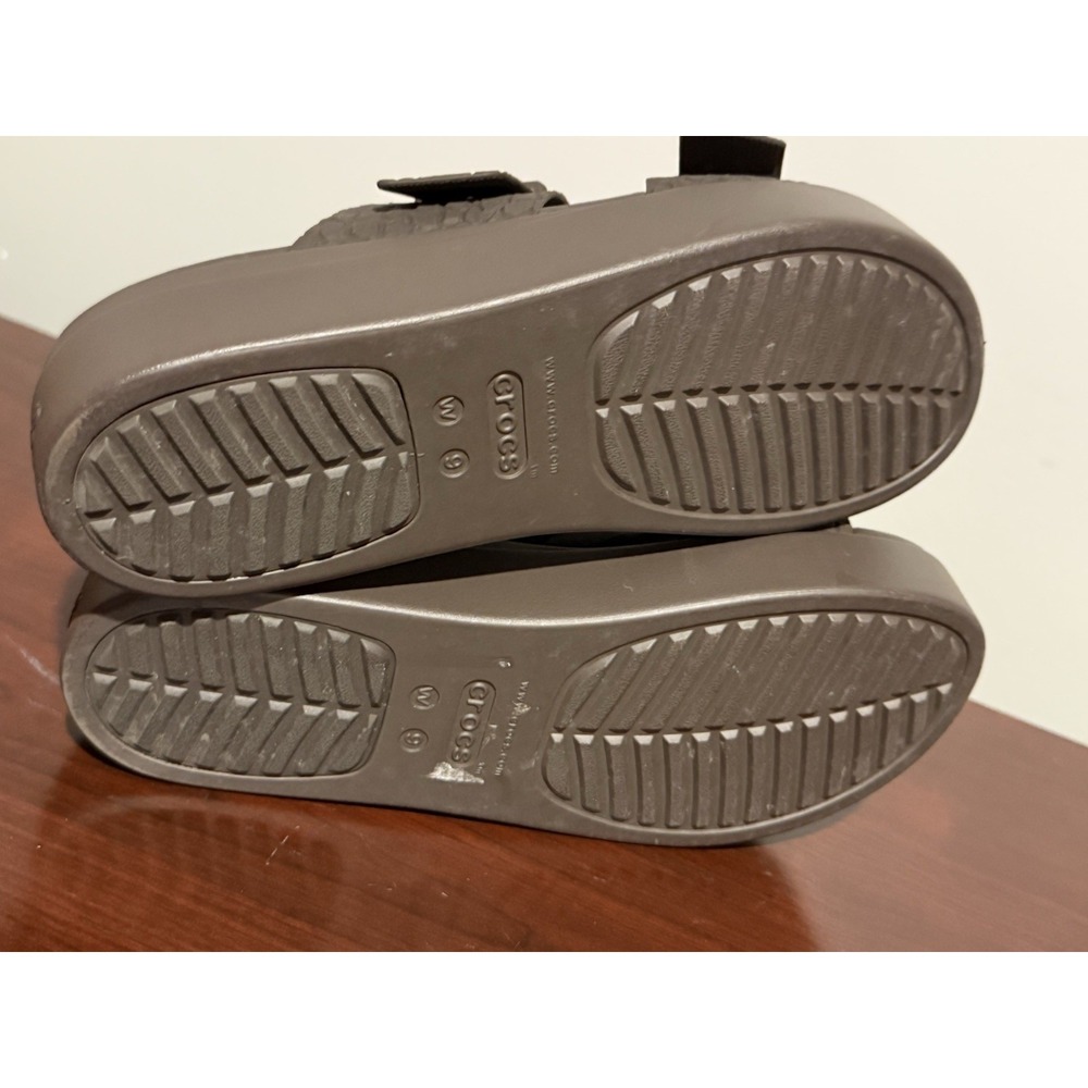 CROCS Women 9 Espresso Brooklyn Buckle Wedges Platform Slides Sandals NWOT - Picture 4 of 6